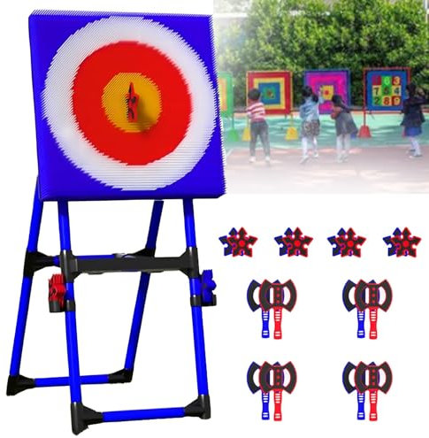 Axe Throwing Game Set for Adults with Collapsible Stand, Indoor/Outdoor Sports Activity, Includes Axes, Darts, Bows, Throwing Stars and Target Board