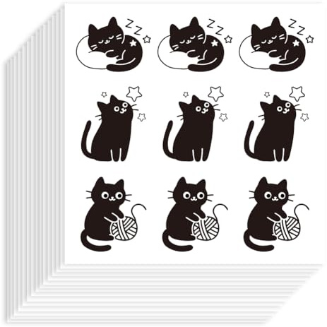 Hobbspring 180Pcs Black Cat Sticker Self-Adhesive Paper Decorative Stickers Waterproof Cute Animal Planner Decals for Party Scrapbook Calendar Journals Crafting Decor