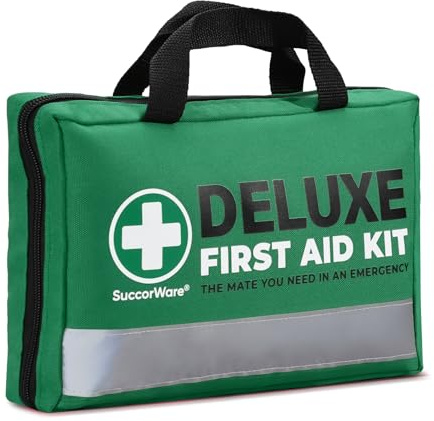 SuccorWare 380 Pieces Deluxe First Aid Kit Compact Trauma Medical Kits with Assorted Bandages, Instant Cold Pack, Emergency Blanket for Home, Travel, Office, Camping, Vehicle, Emergency Kits(Green)