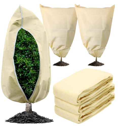 Pluvyze 3Pcs Telo Antigelo per Piante 120 x 180cm Grande Telo Antigelo per Piante Telo Antigelo per Piante Resistente agli Strappi Riutilizzabile Traspirante Cernitura e Coulisse