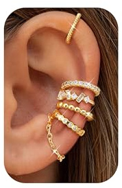 Dochais 5 Pezzi Ear Cuff Orecchini Donna Oro Orecchini Senza Buco Ear Cuff Orecchio Non Piercing Earcuffs Regolabile Ipoallergenici Orecchino Clip Donna per Cartilagine Orecchino Finti per Ragazze A