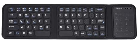 SUNGOOYUE Tastiera Pieghevole, Tastiera Bluetooth 5.0 Ripiegabile a Tre Tasti Portatile a Grandezza Naturale con Touchpad, Batteria da 65 Ore per Laptop, PC, Tablet, Telefono, Viaggi