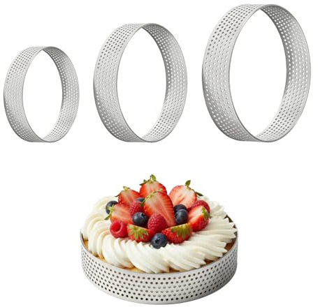 Qwrqwr Cake Rings Cooking Pastry Perforated Tart Ring Crumpet-Rings Non Stick for Baking Dessert DIY Porous Crumpet Muffin Pizzas
