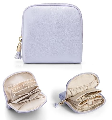 VLANDO Travel Jewellery Box, Portabel Jewellery Pouch, Travel Essential | Holiday Essentials,Gift for Women,Lightweight,Smooth Zipper,Tangle Prevention,12x12.5cm,Separate Compartments,Lavender