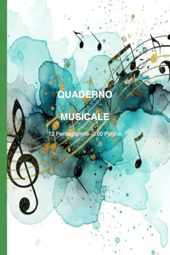 Quaderno Musicale Pentagrammato: 12 Righi con Chiave di Violino | Formato Tascabile 6x9 | 100 Pagine Numerate con Indice | Per Studenti, Musicisti e Compositori: Con indice per le tue composizioni.