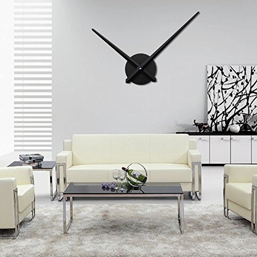 URAQT Pendule Murale 3D DIY, Horloge Murale 3D, Aiguilles D'horloge 3D DIY Moderne Métallique Horloge de Salon Décoration (Noir)