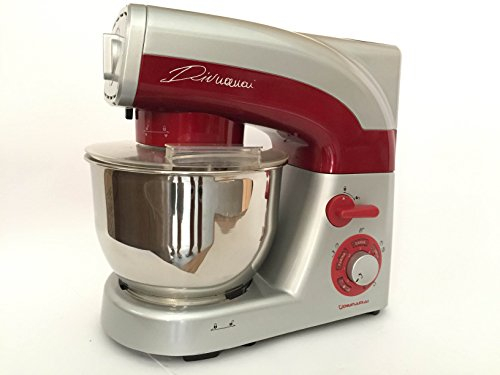 Robot da Cucina Multifunzione 3in1 impastatrice planetaria tritacarne frullatore (1200 Watt, 5,5 litri, 6 velocitá, professionale acciaio inox) (rubino)