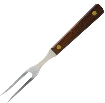 Lamson 7 Granny Fork with 2-Tines - High-Carbon Stainless Steel Forks, Riveted Walnut Handle - Versatile Kitchen Dinner utensil for Meat, Vegetables - Handcrafted in USA