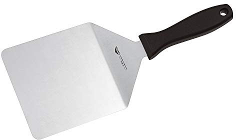 Paderno - Spatola Rettangolare in Acciaio Inox 18/10 per Hamburger, Griglia e Piastra, Manico in Polipropilene Nero - Lunghezza 19 cm