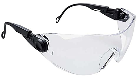 Portwest PW31 Contoured Safety Spectacle Extendable Side Arms UV Protection | Clear, One Size, CE Certified, UKCA Marked, EN 166, Secure and Comfortable Fit, Anti-Scratch Coating