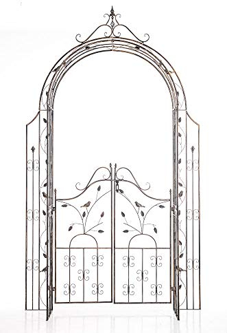 CLP Arco De Flores para Jardín con Puerta Grenada I Arco De Rosas con Puertas & Adornos Florales I Puerta De Arco De Exterior I Color:, Color:Bronce