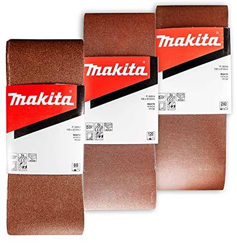 Makita 15 Piece - 4 Multi-Grit Sanding Belt Set For 4 Belt Sanders – Complete Sanding Set For Wood & Metal - 80-240 Grits
