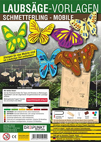 Laubsägevorlagen Schmetterling (Mobile): Laubsägevorlage für ein Mobile mit Schmetterlingen