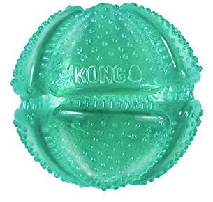 KONG Squeezz Dental Ball - Dog Toy for Cleaning Teeth - Flexible Chew Toy for Gentle & Mild Chewers - for Medium/Large Dogs