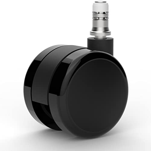 VERSEE Hartbodenrollen 5er-Set Ø 60mm - Schwarz (PU) - Für Parkett, Laminat, Fliesen (harten Boden) - Geräuscharm - 150 kg Belastbarkeit - 11mm Steckverbindung - Schonend für den Boden