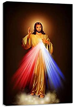 ZHONGYUTONG Jesus Kunstdrucke Gerahmt Barmherzigkeit Gottes Leinwandbilder Christus Poster Malerei Motivation Liebe Film Bild Heimdekoration (50x75cm)