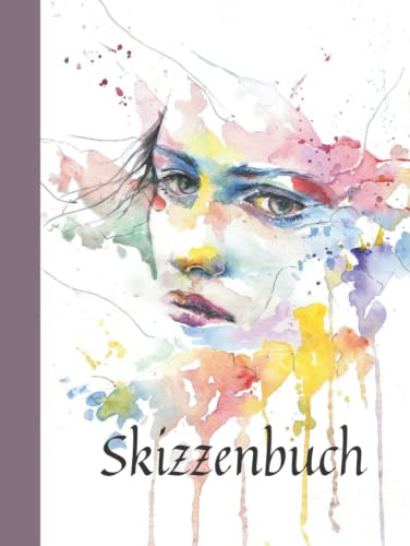 Skizzenbuch gebunden blanko: Notizbuch mit Aquarell Design Groß, 8.5x11, 120 Seiten, zum Zeichnen, Taschenbuch für Frauen, Männer und Kinder