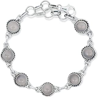 mantraroma Armband 925 Silber Rosenquarz rosa Stein Edelstein Armreif Silber Damen Sterling Silber Geschenk (MAB-017-07)