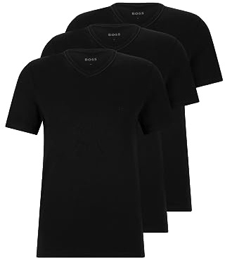 Boss 3-Pack V Neck Jersey T-Shirts Tricot, Noir Nuit, Taille XL Homme