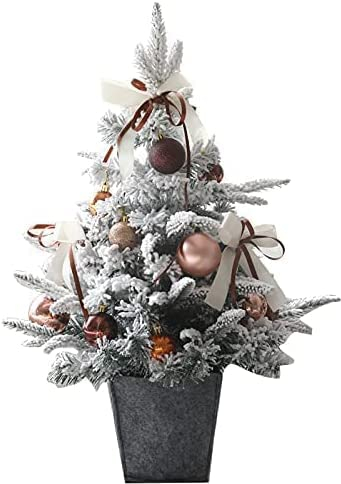 AAPIE Outdoor-Weihnachtsbaum im Topf, PVC-Weihnachtsbaum, schneebeflockter Tisch-Weihnachtsbaumschmuck für Wohnzimmer, Esszimmer