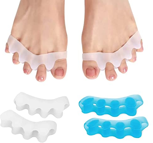 LICHUAN 4 pezzi Separatore in gel per i piedi,Separatore Dita Piede,correttore alluce valgo, divisore dita a martello,Separatore Dita Piede in Silicone,Distanziatore Dita Piede Sovrapposte (2Pairs)