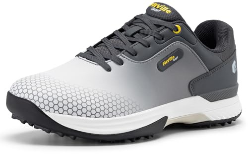 FitVille Wide Mens Golf Shoes Professional Outdoor Waterproof Spiked Golf Shoes for Men(Gray, 11.5 Wide)