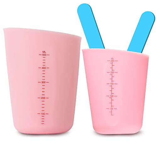 Vasos medidores de silicona, 2 vasos medidores de silicona para resina, juego de vasos medidores de silicona, 250 ml, 500 ml, vaso medidor de silicona, vaso medidor de resina epoxi, tazas de medición