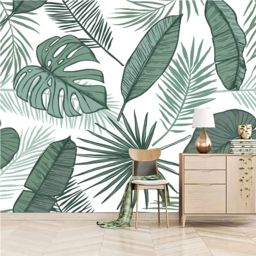 GIVLWF Papier Peint Panoramique Feuille De Palmier Tropical, Feuille De Bananier Areca Fan Palm Déco de La Maison - pour Salon Chambre D'enfant Décoration Murale 400 x 280 cm