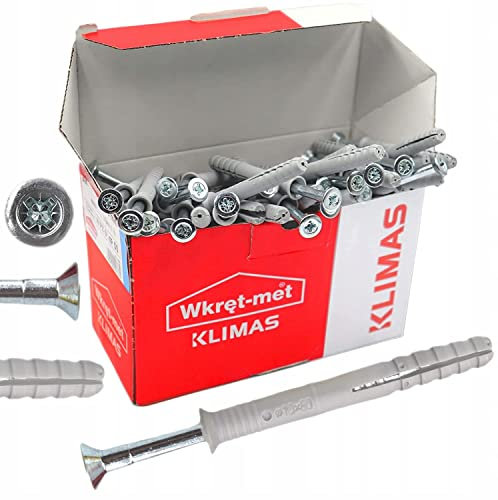 KLIMAS Schlagdübel konisch – Schrauben Senkkopf PZ 5 x 30 – Box mit 200 Stück – Dübel Befestigung