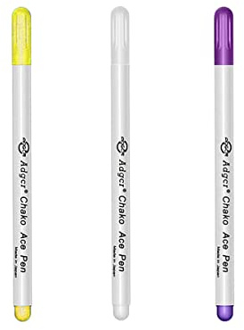 3 Stück Trickmarker 3 Farbe Wasserlösliche Stifte Stoff Markierstifte Nähen Selbstlöschend Stift für Schneider Nähen Quilten Lederhandwerk - Weiß, Lila, Gelb