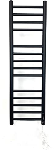 Manissa Scaldasalviette elettrico in acciaio inox, 300 x 1000 mm (larghezza x altezza), a risparmio energetico, colore: nero opaco