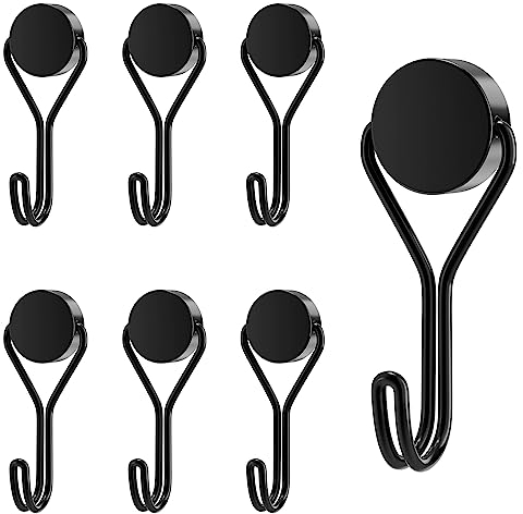 MOGADEE® Magnethaken, 6 Stück Magnethaken Schwarz Extra Stark für Küche, Gadgets, Schlafzimmer, Schließfächer, Büro, Kühlschränke, Aufhängen Dekorative Lichter, Grill, Gartenwerkzeugen - 16G
