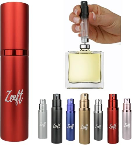 ZENFT Premium Parfum Zerstäuber für Unterwegs - nachfüllbarer Reiseduftstoff, mini parfum, Zerstäuber Sprühflasche, Perfume travel bottle, Parfüm Abfüller, Parfümzerstäuber nachfüllbar, atomiser rot