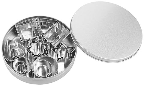 Lot de 24 emporte-pièces en forme d'étoile, de cœur, rectangulaire, cercle, carré, triangle, fleur, en acier inoxydable, pour Noël, anniversaire, cuisine, pâtisserie pour enfants