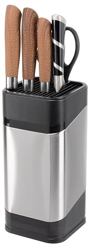 RedCall Kitchen Knife Holder,Stainless Steel Universal Knife Block for Kitchen Counter,Space-Saving Knife Storage Organizer Countertop,Knife Block Holder without Knives (Black)