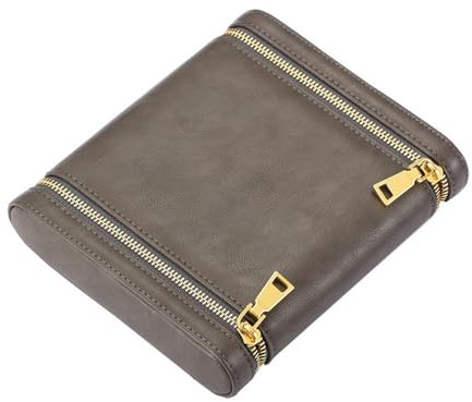 Zigarrenschachtel Tragbarer Luftbefeuchter aus Zedernholz Zigarren-Humidor 6er-Pack Zigarrenetui Zigarettenetui Lederetui Zigarrentasche,Grey