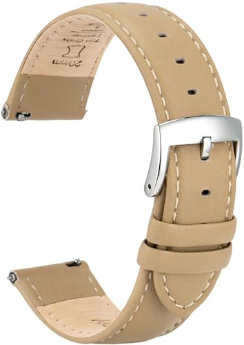 OTTOODY Leder Uhrenarmbänder 22mm 21mm 20mm 18mm 16mm Armband, Schnellverschluß Eleganten Leder Uhrenarmband für Damen Herren, Hochwertige Ersatz Leder Armband für Uhr & Smartwatch, Silberne Schnalle