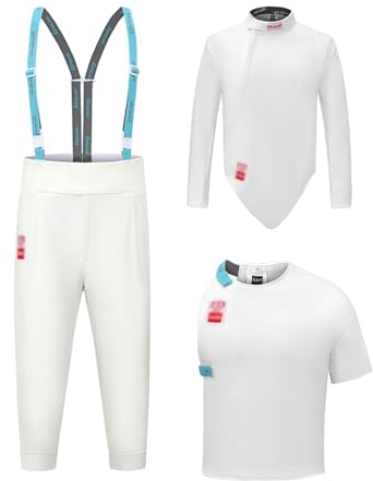 3-teiliger Fechtschutzanzug Fechtkleidung for Erwachsene Und Kinder 450N Weste/Hose/Jacke Aus Anti-Dorn-Stoff Professioneller Fechtanzug for Folien-Degensäbel (Dicke : Left hand, Size : 46#)