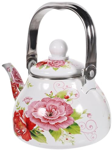 Kungfu-Teekanne, Teekanne für losen Tee, Vintage-Teekanne, Tee-Servierkanne, Teekessel, Wasserkanne zum Übergießen von Kaffee, Vintage-Teekessel, Porzellan-Teekanne, Emaille, dekorieren mit Deckel