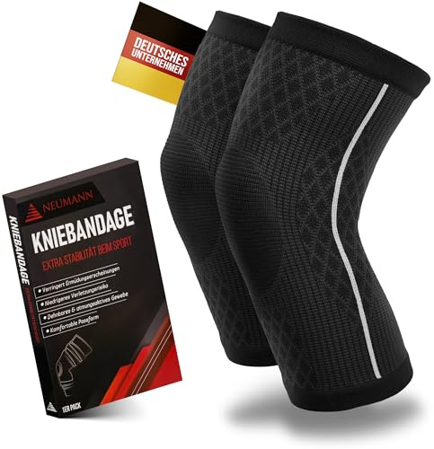 NEUMANN Rodillera con compresión en la articulación de la rodilla, menisco y ligamento cruzado, ajuste ortopédico para hombres y mujeres, contra la artrosis y el dolor (dos vendajes, talla S)