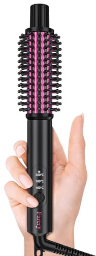 FARERY Mini Thermal Brush Heizbare Rundbürste 25mm für Locken & Volumen, Ideal für kurzes bis mittellanges Haar, schnelle Stylings & Touch-ups, 3 Temperaturstufen (160–200°C), Anti-Verbrühung