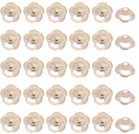JIHUOO 50 Stück 11 mm runde Kunststoff-Blumenknöpfe dekorative Schaftknöpfe Nähen Handwerk Knöpfe Scrapbooking Blusenknöpfe Ersatz Rosa