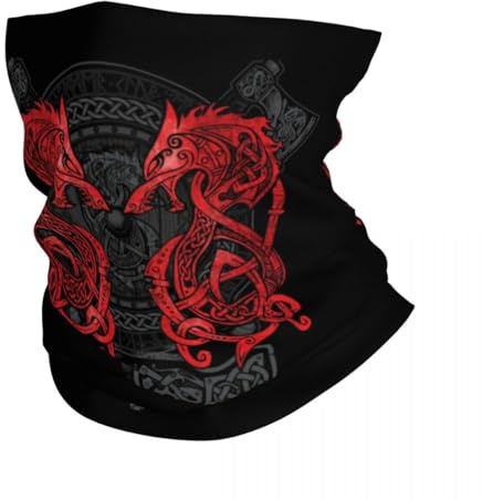 Nordique Celtique Dragon Mjolnir 3D Imprimé Cache-Cou - Viking Nouveauté Cagoule de Tube Élastique pour Femmes Hommes - en Plein Air Sports Mode Vintage Multifonctionnel Couvre-Chef