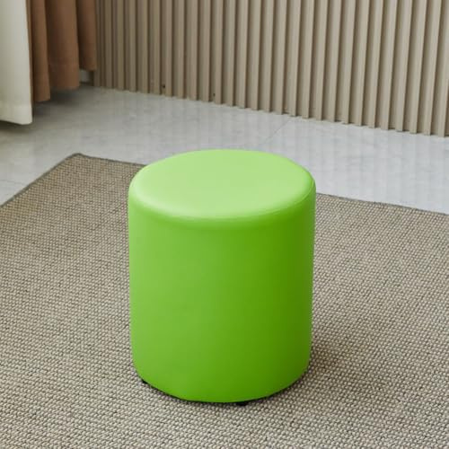 SHIJHUI Schuhwechselhocker, runder Ottomane, Gäste-Sitz, extra Sitz, Sofa, Fußstütze, weicher Schwammfüller, wasserdicht, PU-Leder, Pouf Ottomane (grün, 25 cm hoch x 30 cm breit)