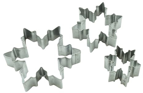 BekkiB - 3er-Set Ausstecher Schneeflocken - Spülmaschinengeeignete Ausstechformen aus Edelstahl - Zum Backen von Keksen, Terrassenplätzchen & Linzer Augen - 45053
