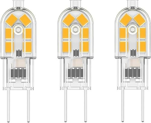 Noobibaba GY6.35 LED G6.35 Glühbirne T4 JC Typ Bi-Pin Sockel, G6.35 LED 12V 1.5 W Warmweiß 3000K, 10W Halogenlampe Ersatz für Startseite Küche Licht, 1,5W Nicht Dimmbar 3-Stück