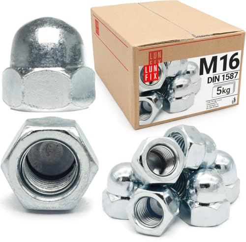 Tuercas de sombrerería, 5 kg (aprox. 95 unidades), M16, DIN 1587