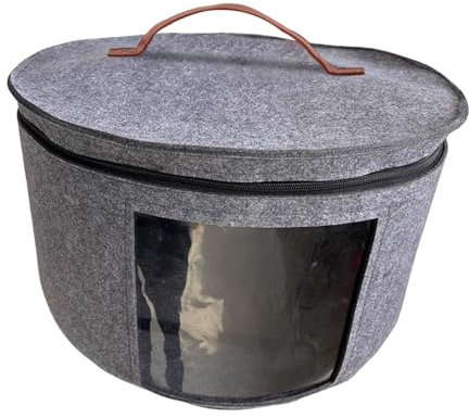 Harilla Hutschachtel für Damen, Aufbewahrungsbox für Zuhause, staubdicht, mit Reißverschluss, Reiseetui, Grau