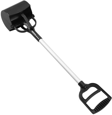 BELLIFFY Ramasseur De Crottes De Chien Long Manche Léger en Plastique Noir, Outil Nettoyage Déchets Animaux Portable pour Promenade Extérieure, Usage Vétérinaire Et Propriétaires De Chiens