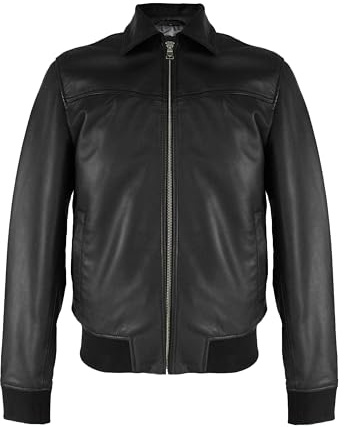 Zerimar Chaqueta de Cuero para Hombre, Abrigo Invierno Piel, Cazadora Casual Elegante, Moda Masculina Premium, Color Negro, Talla M